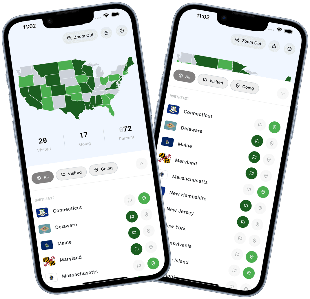 StatesVisitedUSA app on phone